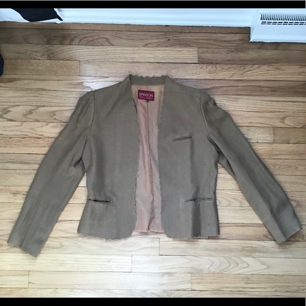 Womens Sasson Tan Beige Vintage Blazer 10 11